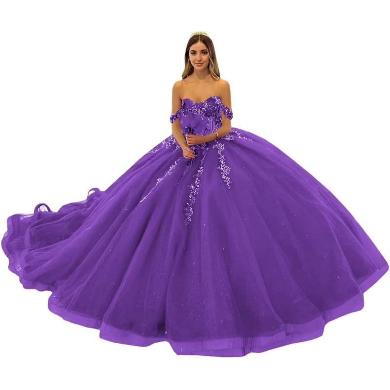 puffy quinceanera dresses purple